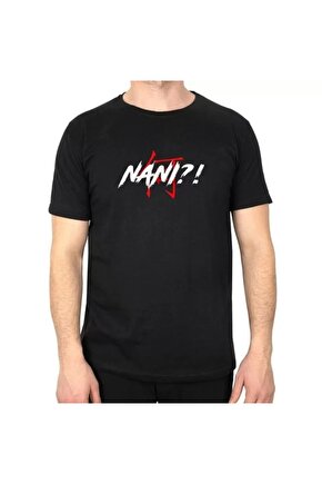 Unisex Bisiklet Yaka Baskılı Oversize T-Shirt - Siyah