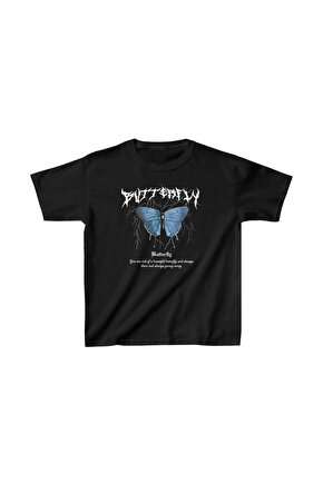 Çocuk Kız Baskılı T-Shirt - Siyah