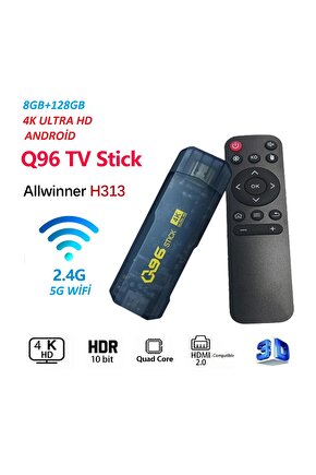 Q96 TV STİCK 4k Ultra Hd Android Tv Box Tv Stick Ram:8gb Rom:128gb Android 11 Media Player