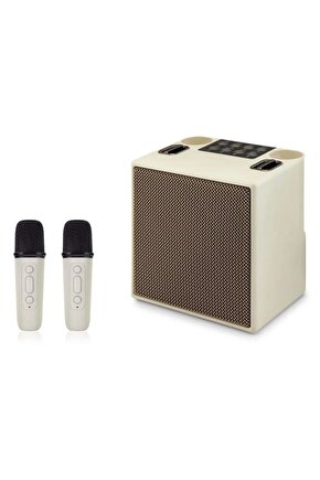 ÇİFT MİKROFONLU BLUETOOTH SPEAKER ŞARJLI KABLOSUZ KARAOKE HOPARLÖR PARTY BOX SES BOMBASI