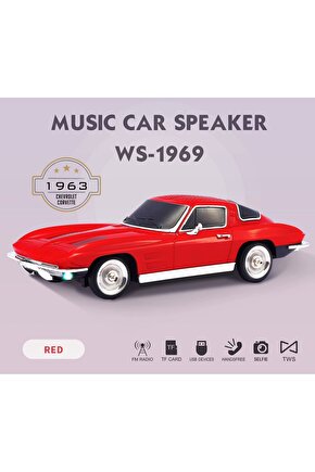 CHEVROLET NOSTALJİK ARABA BLUETOOTH SPEAKER ŞARJLI LED IŞIKLI KABLOSUZ HOPARLÖR FM SD KART USB