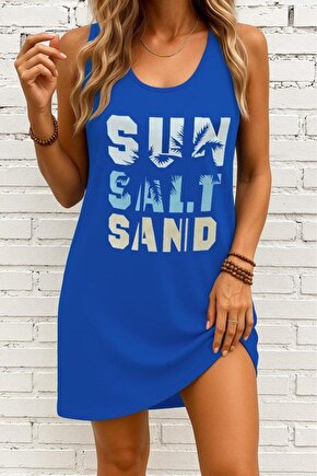 Kadın Askılı Yuvarlak Yaka Viskon Elbise