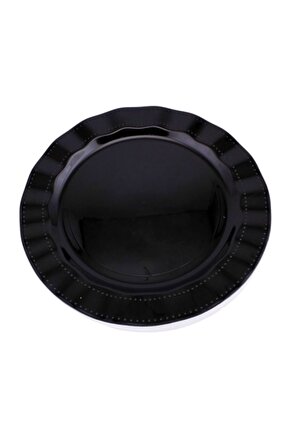 Plastik Tabak Sert Lüks 26cm (6 Adet) Renk Siyah