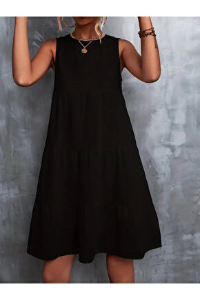 EQURİ Kadın Sıfır Kol Bisiklet Yaka Aerobin Elbise