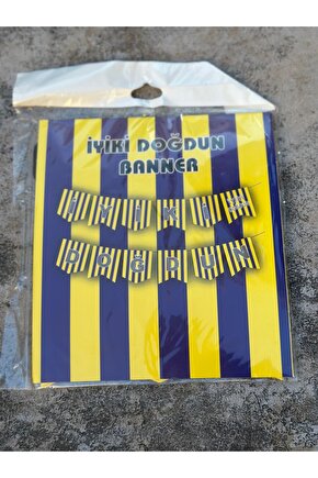 Partycom sarı lacivert çizgili taraftar temalı iyi ki doğdun yazılı banner