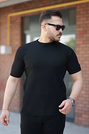 Erkek Bisiklet Yaka örgü Desenli Kısa örme Triko Kısa Kollu T-shirt