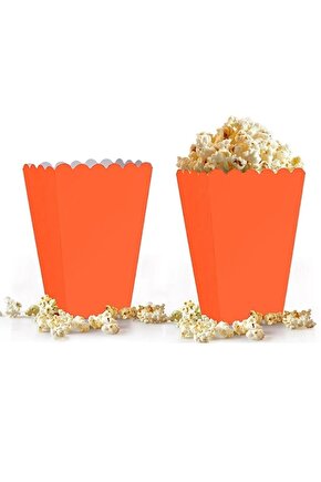 Turuncu Mısır Kutusu 8li Karton Cips Kutusu Düz Renkli 8 Adet Pop Corn Darı Kabı