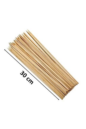 Çöp Şiş 30cm | Ahşap Çubuk | 100 Adet