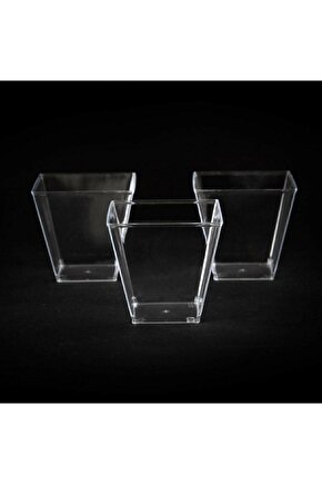 Şeffaf Kristal Mika Ekstra Sert Plastik Prizma Kübik Kase 200 Cc 12 Adet