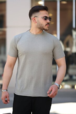 Erkek Ağaç Kabuğu Desenli Kısa Kollu T-shirt