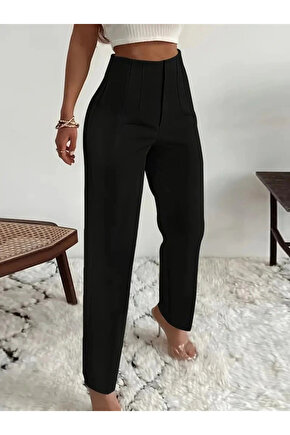 Kadın Yüksek Bel önden Fermuarlı Ithal Krep Pantolon