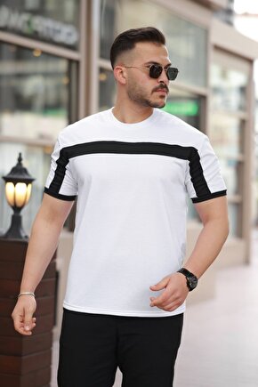 Erkek şerit Detaylı Kısa Kollu T-shirt