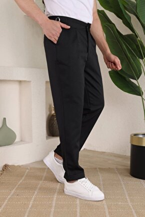 Erkek Duble Paça Yandan Tokalı Cord Desenli Pantolon