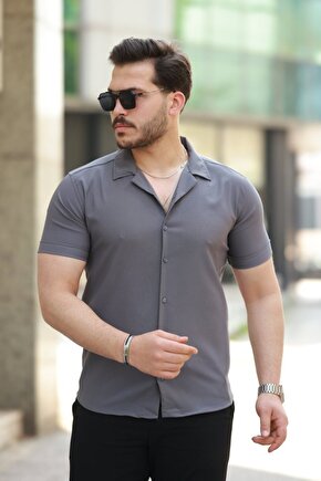 Gökyüzü Erkek Apaj Yaka Kısa Kollu Gömlek