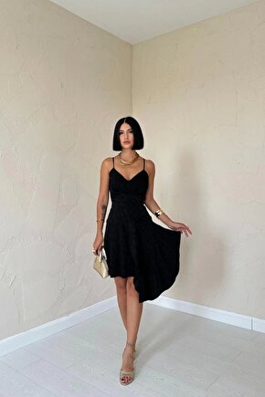 iyah Jakarlı Asimetrik Elbise