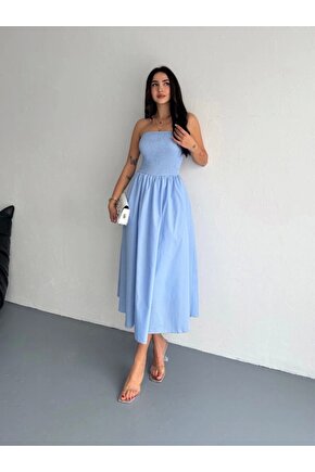 traplez Pileli Elbise Açık avi