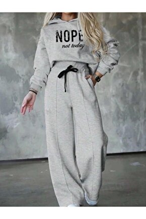 Kadın Uzun Kollu Nope Baskılı Beli Ribanalı Ikili Takım