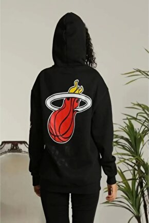 Unisex Kapşonlu Baskılı weetshirt  iyah