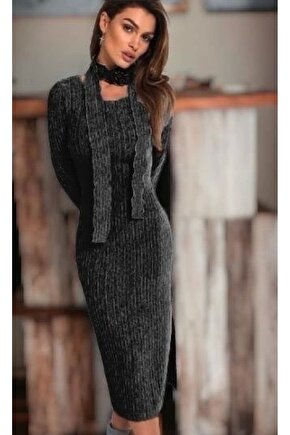 Kadın Eskitme Detay Fular Dahil Fırsat ürün idi Boy Elbise