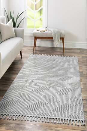 Mumbai 434 Gri Yumuşak Dokulu Halı Kilim Salon Mutfak Koridor  Yolluk Dokuma Makine Halısı