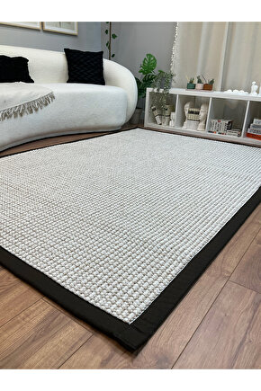 Kumaş Bordür Bej Bukle Koyu Kahve Bordür  Halı Salon Koridor Mutfak Çocuk Odası Halısı  Kilim S264