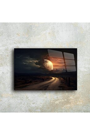 Cam Tablo Ay Manzarası
