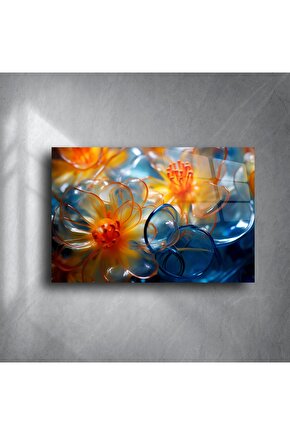 Cam Çiçek Detaylı Renkli Tablo