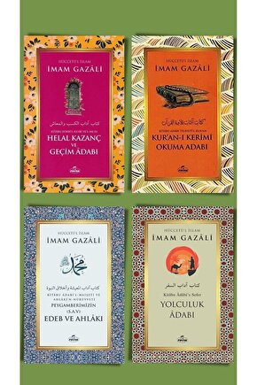 İmam Gazali Seti 5 (4 Kitap) Helal Kazanç, Okuma Adabı, Edeb Ahlakı, Yolculuk Adabı, İmam Gazali