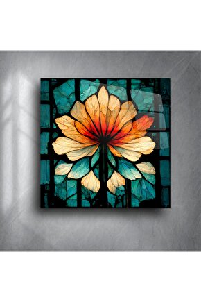 Renkli Cam Mozaik Çiçek Tablosu