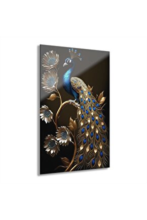 Tavus Kuşu Cam Tablo Duvar Dekoru 3