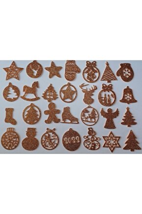 Gold Eva Yılbaşı Ağacı Süsü 7,5x7,5 Cm 28li