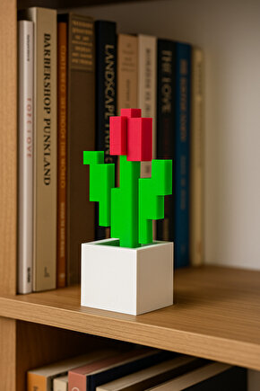 Minecraft Saksılı Kırmızı Çiçek 16cm Dekoratif Figür