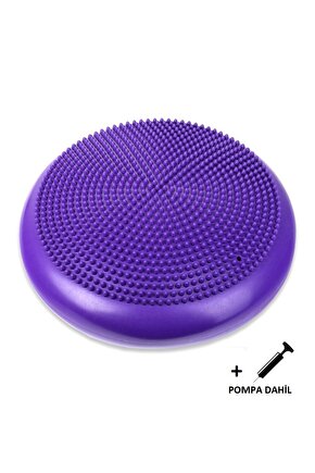 Dikenli Havalı Denge Minderi Mor Tırtıklı Denge Pedi 35 Cm(POMPA DAHİL)