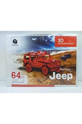 Ahşap Jeep 3d Puzzle 64 Parça 2019018