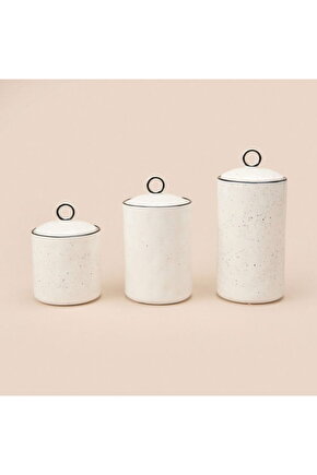 Mien 3lü Sıralı Baharatlık Takımı - Beyaz  Siyah
