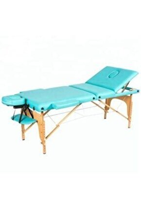 Katlanabilir 3 ParçalıAhşap Masaj Masası,çanta Tipi Masaj Ve Tedavi Yatağı Mavi