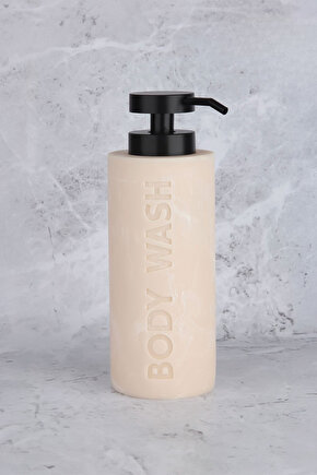 Body Wash Şişesi – Seramik Görünümlü, Siyah Pompalı Sıvı Sabun & Duş Jeli Dispenseri