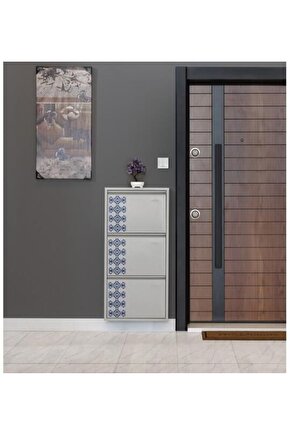 3’lü Metal Ayakkabılık (Gri-Kilim) | Ev ve Ofisler İçin Uygun Seçim