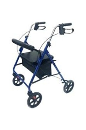 Rr-02 Çantalı Mavi Rolatör Alüminyum Katlanabilir