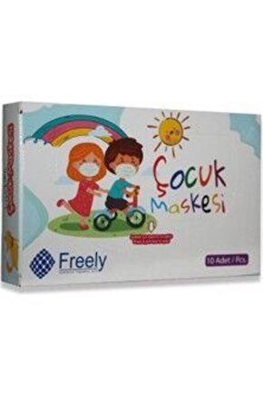 Full Ultrasonik Çocuk Beyaz Lastikli 3 Katlı Maske 10 Adet