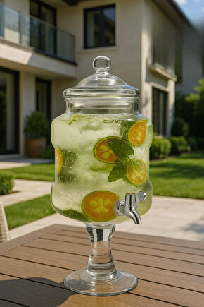5.5 Litre Ayaklı Cam Sebil – Musluklu İçecek Dispenseri | Limonata, Detoks, Aromalı Su Sunumluk