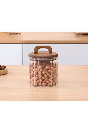 Esyhome Akasya Kapaklı Kavanoz 650 ml