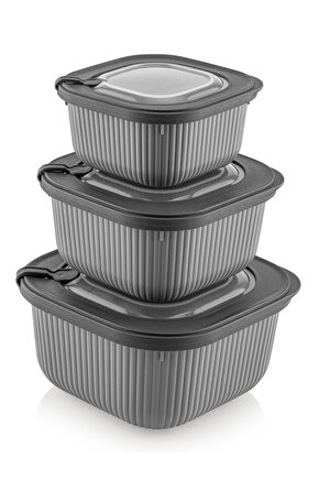 3lü Mikrodalga Ve Difrize Uygun Vip Kapaklı Özel Saklama Kabı Seti Bej