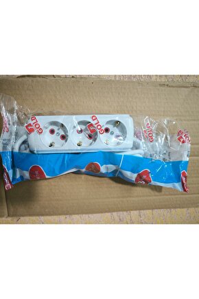 Gold Marka 3 Metrelik Topraklı Uzatma 3lü Priz 3m Kablolu Fiş