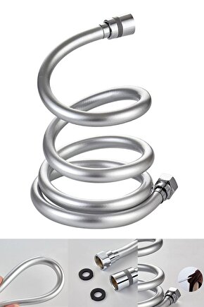 Gümüş Pvc Banyo Duş Hortumu Dayanıklı Banyo Musluk Duş Hortum 1,5 Metre