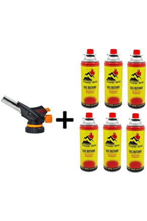 Çakmaklı pürmüz touch set 6 adet Bütan propan Kamp Gazı Kartuş 400ml 227Gr