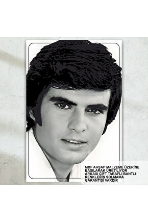 tarık akan yeşilçam türk sineması siyah beyaz tablo retro ahşap poster