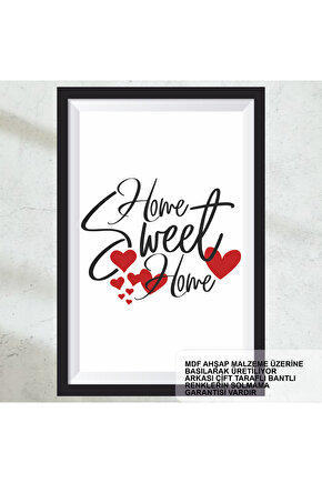 evim güzel evim, home sweet home ev aile sözleri dekorasyon çerçeve görünümlü ahşap tablo poster