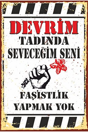 Devrim Tadında Seveceğim Seni Duvar Yazıları Retro Ahşap Poster