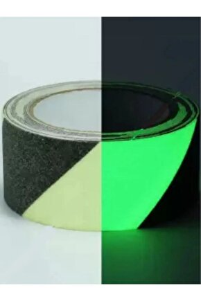 Fosforlu Kaydırmaz Bant 5cmx5m Çapraz Yeşil Fosforlu Merdiven Bandı 50mm